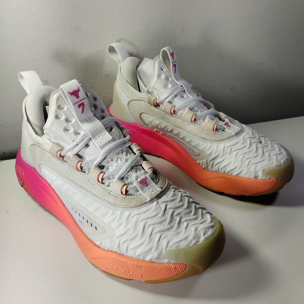 Under Armour Project Rock 7 Womens US 6.5 White Training Shoes Workout Sneakers